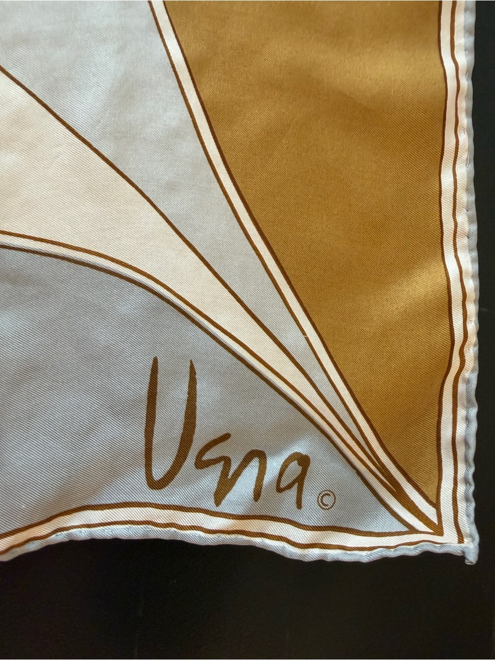 Elegant Two-Tone Silk Neck Scarf - Gray & Gold - Picture 4 of 5